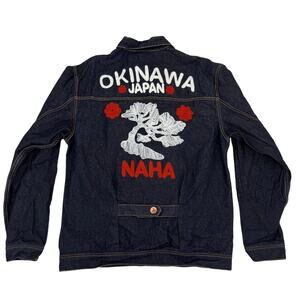 RARE Ciano Farmer Denim Co. Embroidered Jacket Okinawa Japan‎ Naha 3XL